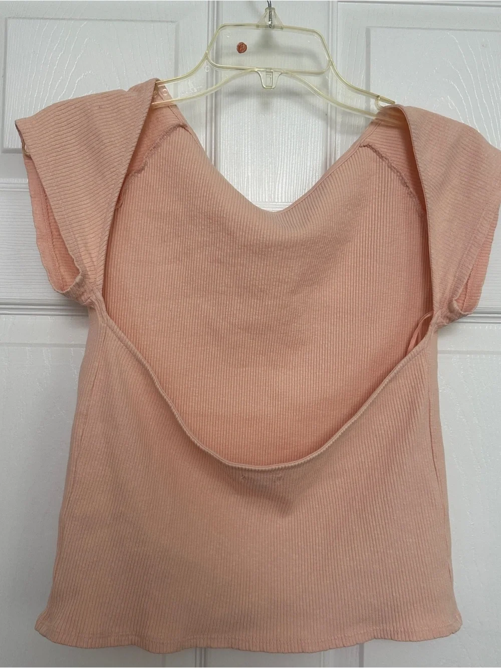 aerie Ribbed Cap Sleeve Top in Pale Peach